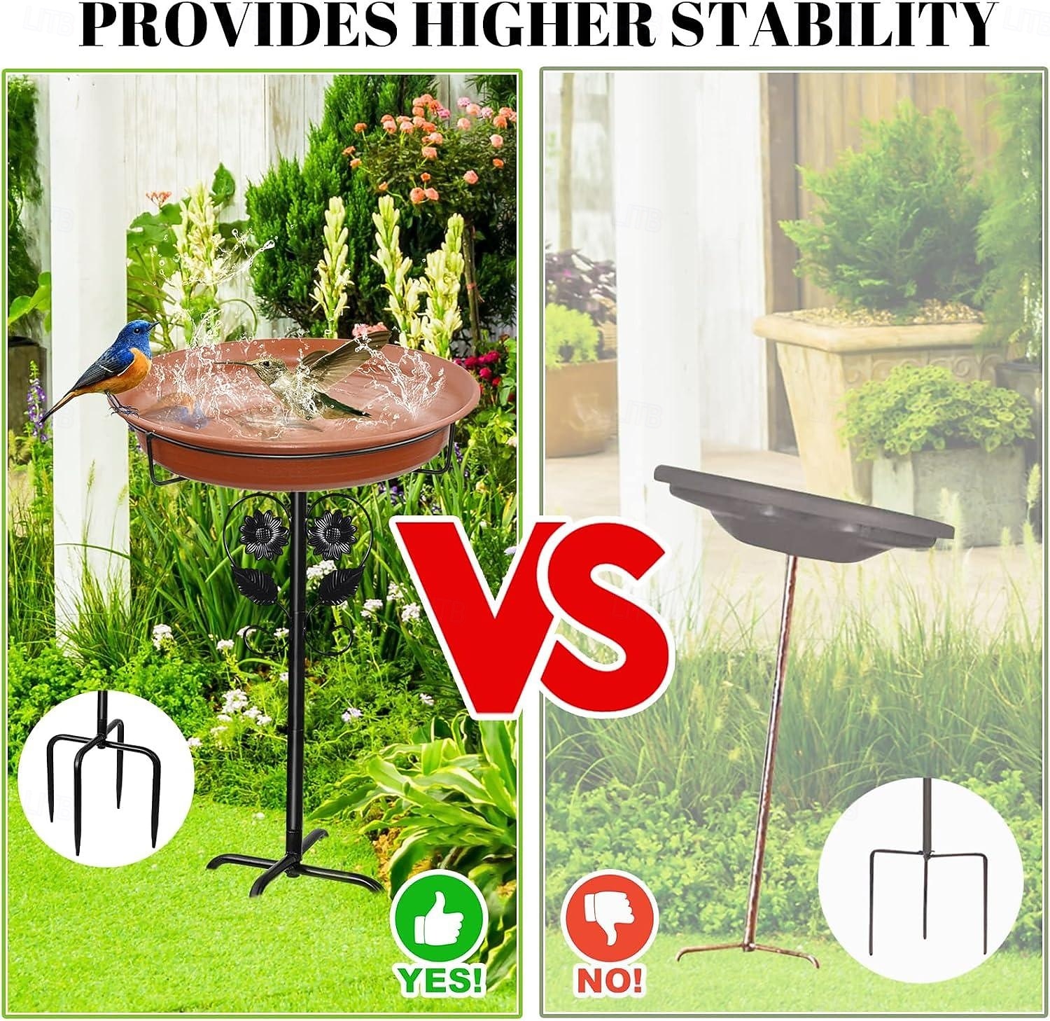 ανεξάρτητο μπολ birdbaths υπαίθριο, ελεύθερη στάση κήπου μπολ τροφοδοσίας πουλιών με μεταλλικό πάσσαλο, αποσπώμενος διακοσμητικός τροφοδότης σπα για γκαζόν αυλής κήπου αίθριο 2026 - $27.99 –P7