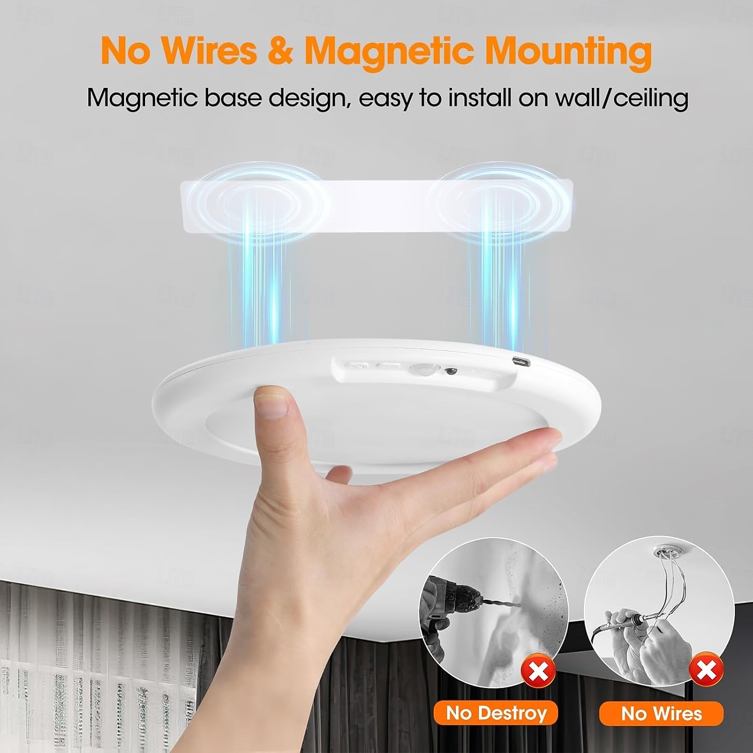 Rechargeable Motion Sensor Ceiling Light with Remote - Magnetic Wireless Ceiling Light Battery Powered for Closet Shower Stairs Shed Hallway ect 2026 - $44.99 –P1