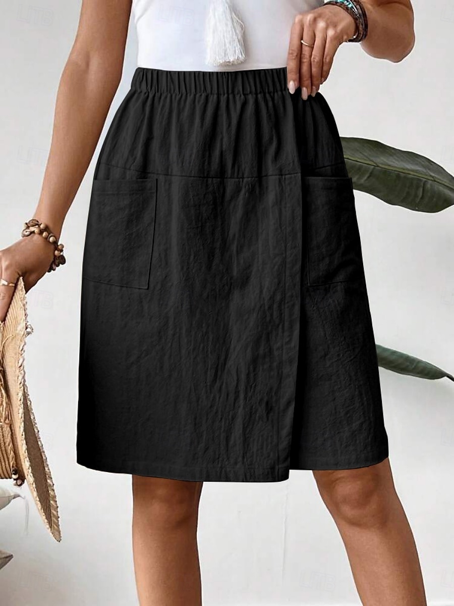 Γυναικεία Λινό από ψεύτικο βαμβάκι Σορτσάκια Καλοκαιρινό σορτς Διακοπές Μοντέρνα Κομψό στυλ street Μήκος γόνατος Ψηλή Μέση Σκέτο Κορδόνι Τσέπη Ελαστική μέση Άνεση Ικανότητα να αναπνέει Άνετο 2026 - $21.99 –P3