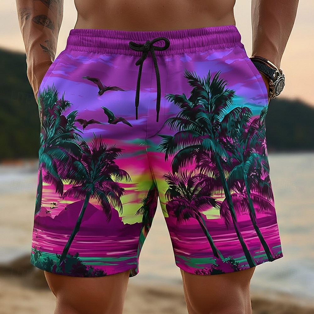 Homens Coqueiro Natureza e Paisagem Plantas Tropicais Calção Justo de Natação Shorts de Natação Bermuda de Surf Cintura Média Havaiana férias na praia Bolsos laterais Forro de malha Cintura elástica de 2026 por $20.99 –P3