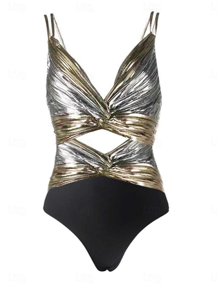 Per donna Costumi da bagno Intero Bikini Costume da bagno Patchwork Vacanza Abbigliamento da Spiaggia Blocco di colori Scollo a V Senza Maniche Costumi da bagno del 2026 a $36.99 –P3