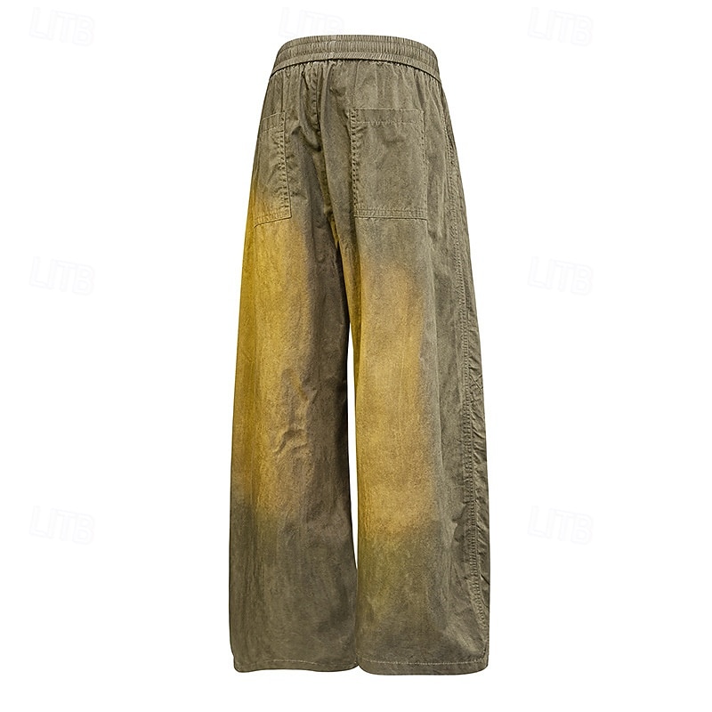 SoftFade™ Calças Masculinas Calças Casuais 100% Algodão Calças Largas Calças Lavadas em Ácido Com Corda Perna Larga Cor Sólida Conforto Comprimento Total Casual Diário Moda de Rua Fashion Retro de 2026 por $31.99 –P4