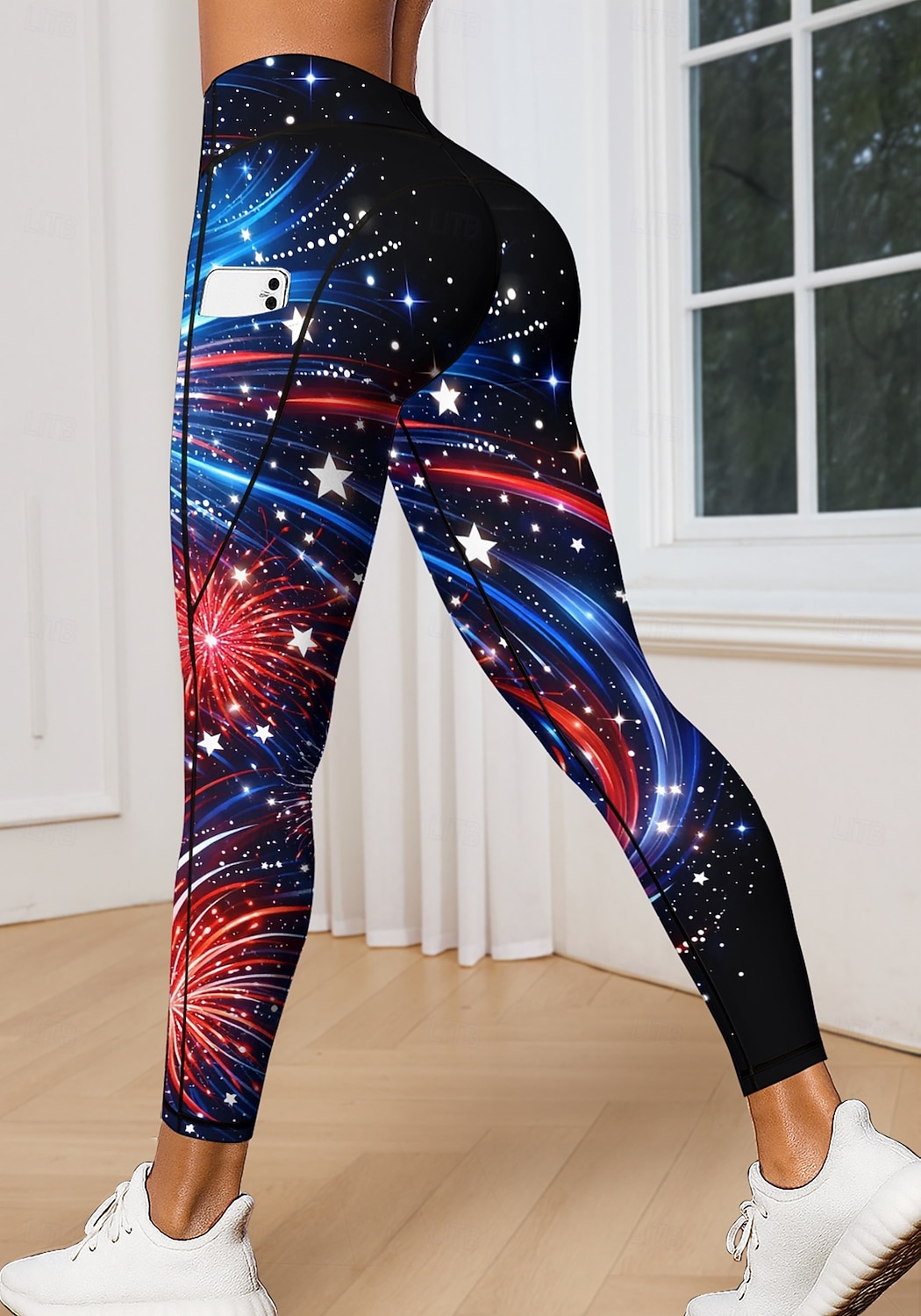Independence Day American National Day American Independence Day Women's Casual leggings Gym Leggings Leggings Pockets Stamp Duty Patchwork Pilates Gym Fitness Pants Leggings Star Red / black Dark 2026 - $20.99 –P3
