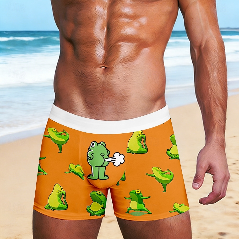 Men's Animal Cartoon Frog Stretchy Boxer Briefs Swimming Trunks Boxer Swim Shorts Funny Casual Home Beach Vacation Wear Elastic Waistband Moisture-Wicking Breathable Underwear Designer Clothing 2026 - $16.99 –P3