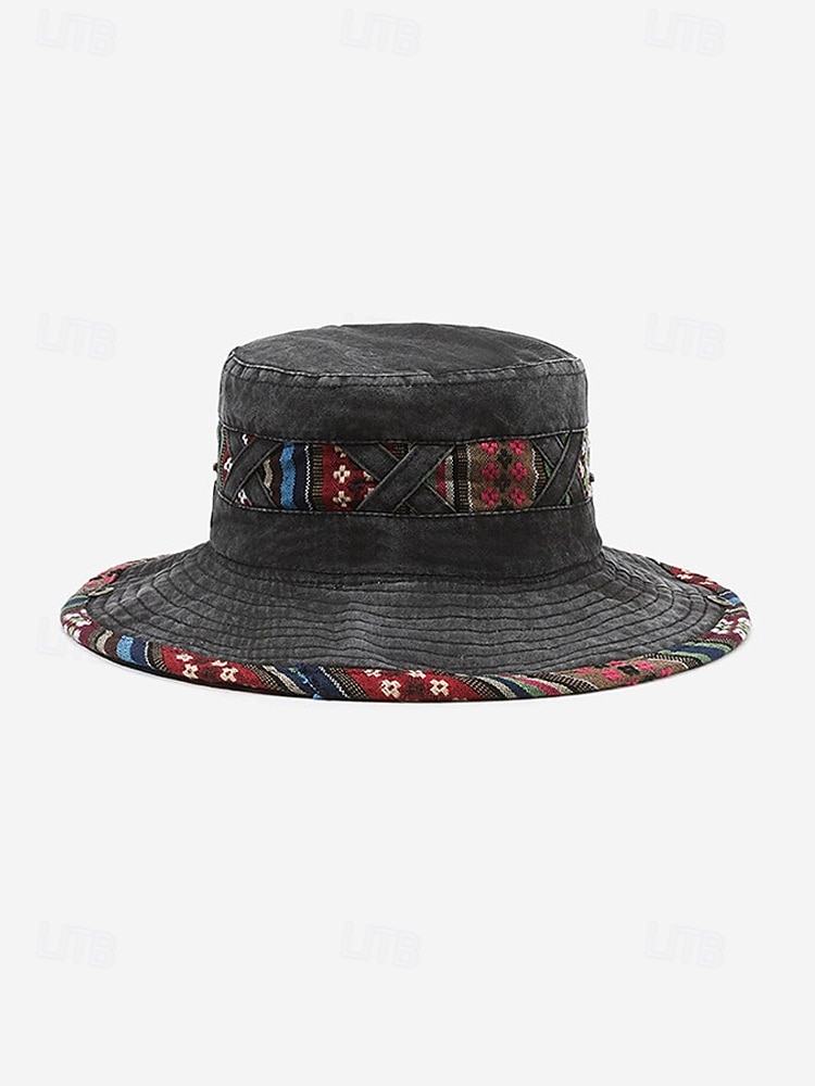 Ανδρικό καπέλο bucket από μείγμα βαμβακιού σε μποέμ στιλ με έθνικ σχέδια, πολύχρωμο σχέδιο – ιδανικό για καθημερινή χρήση και ταξίδια διακοπών 2026 - $11.99 –P9