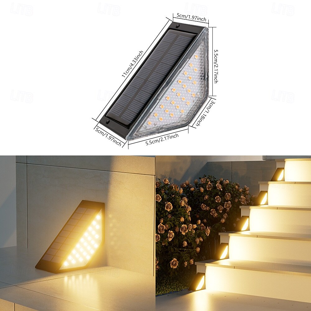 1 ks 8 ks LED solární schodová světla vodotěsná venkovní schodišťová světla solární terasová světla venkovní solární krajinářské osvětlení pro zahradu a terasu 2026 - $16.49 –P6
