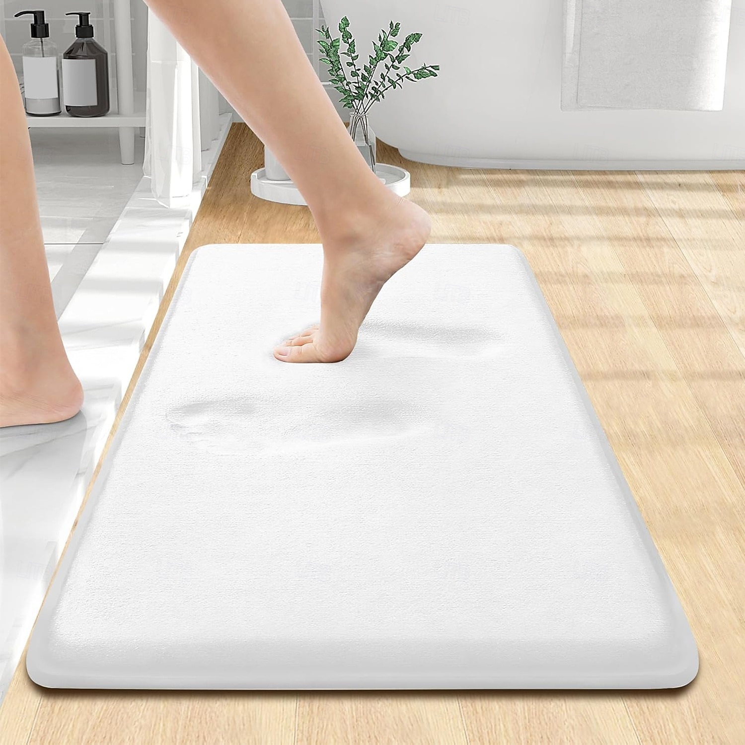 Badematte i minneskum, ekstra myke og absorberende badematter, sklisikkert vaskbart teppe til gulv, dusj og badekar 2026 - $13.99 –P8