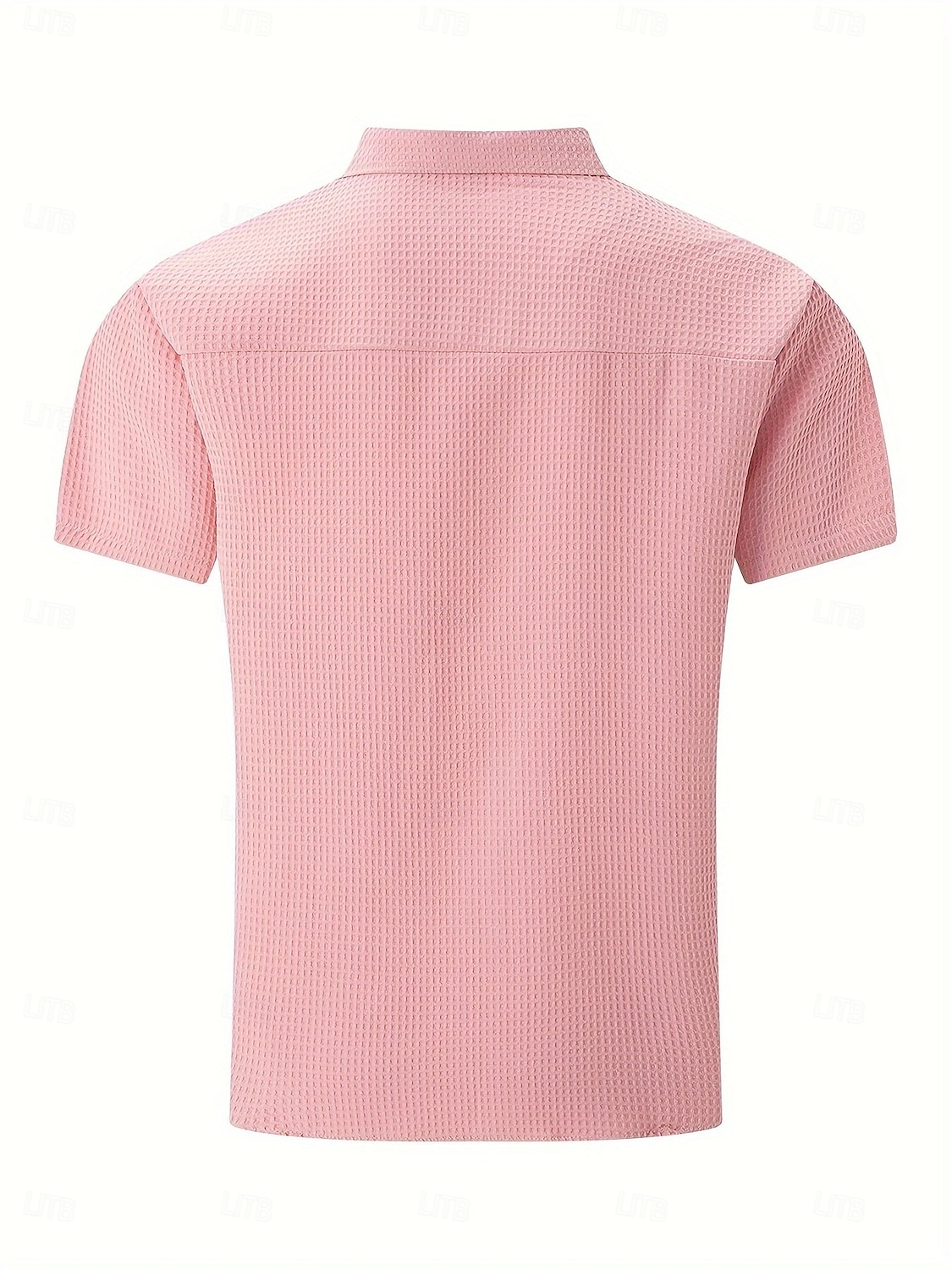 Men's Shirt Waffle Shirt Texture Casual Shirt Button Up Shirt Blue Black White Pink khaki Short Sleeve Plain Lapel Casual Daily Clothing Apparel Fashion Modern Casual Comfortable 2026 - $21.99 –P6