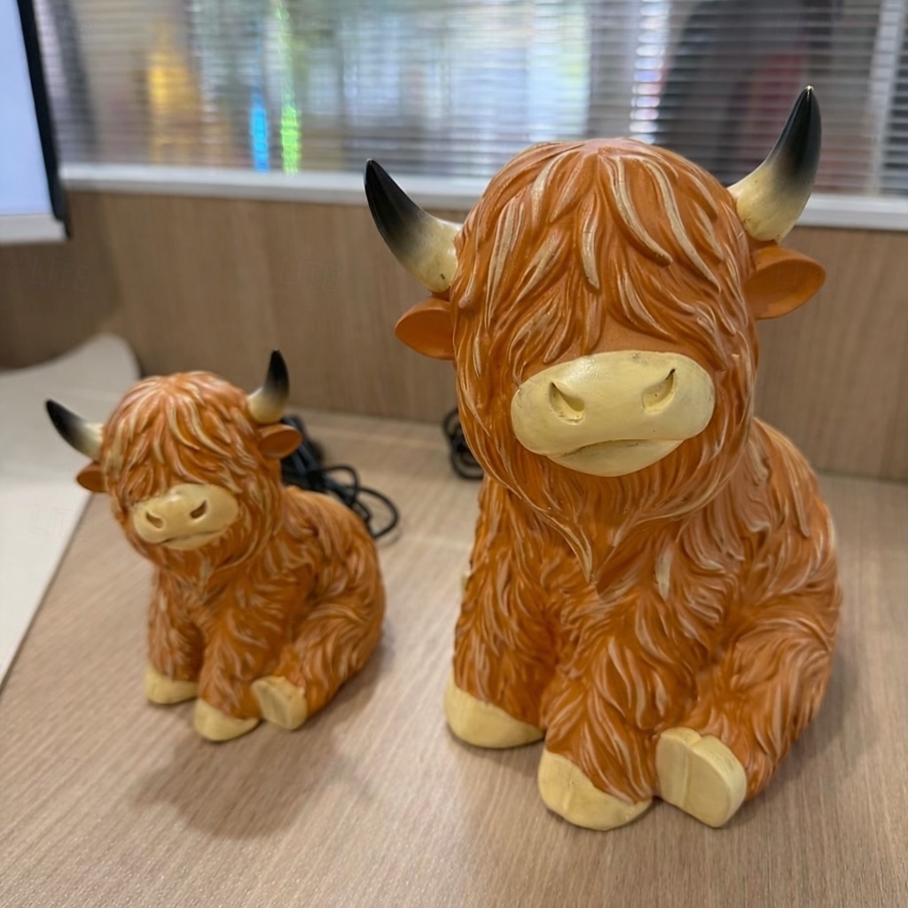 Lampe for høylandsfe, LED-bordlamper, moderne gårdshusborddekor, morsom gave til soveromscampingfest bursdagsoverraskelser 2026 - $21.99 –P1