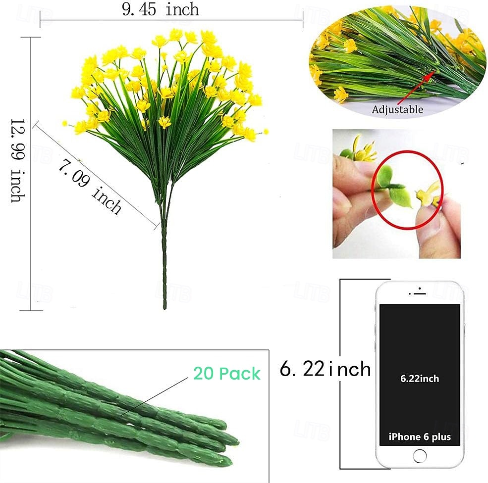 20 de pachete de flori artificiale, plante artificiale rezistente la UV pentru exterior, jardinieră suspendată pentru interior și exterior, decor de grădină pentru casă, tufișuri de flori artificiale 2026 - $31.99 –P3