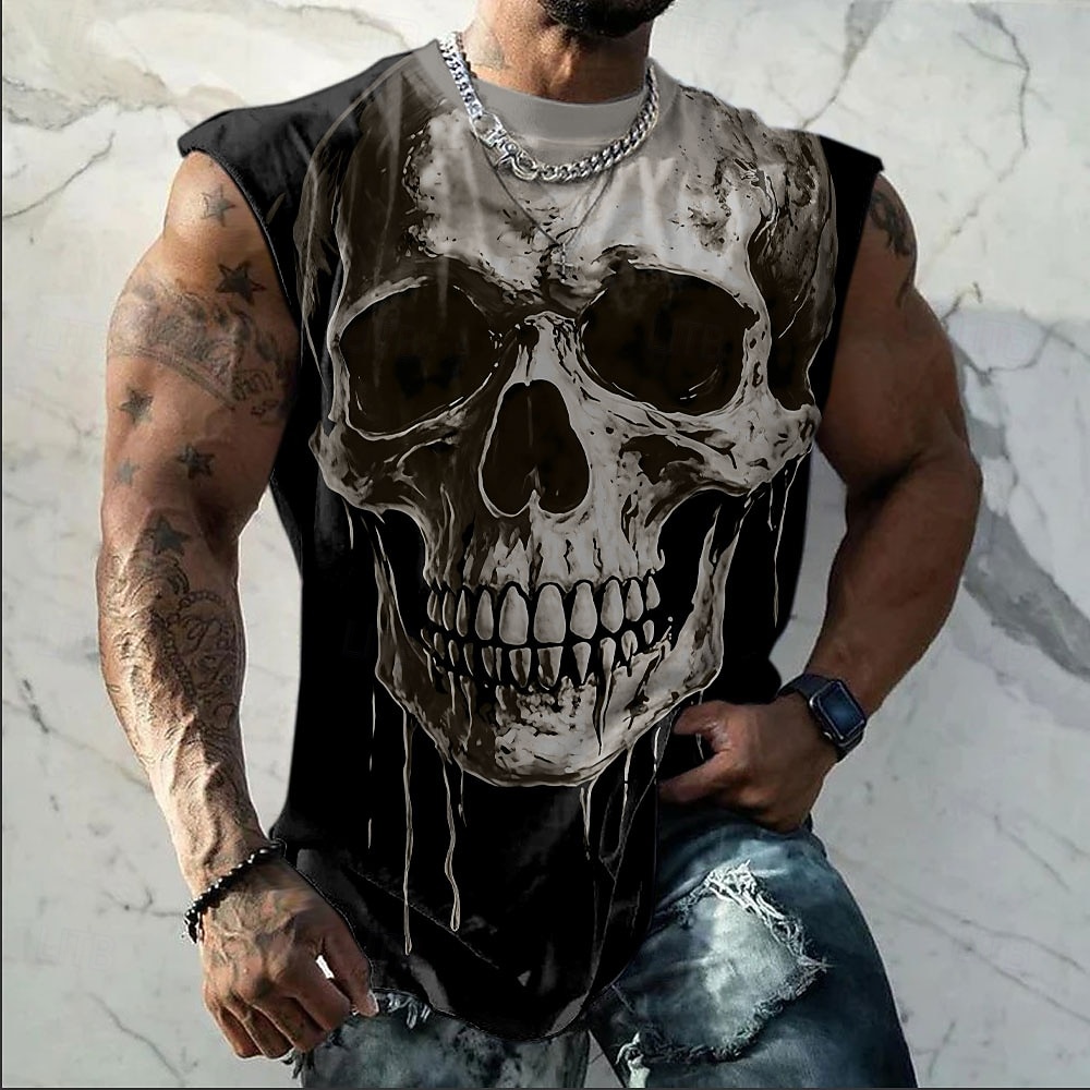 Tricou bărbătesc fără mâneci cu imprimeu de craniu, maiou hardcore biker, grafică, cămașă musculoasă, streetwear, designer de îmbrăcăminte, s, m, l, xl, xxl, xxxl 2026 - $17.99 –P2
