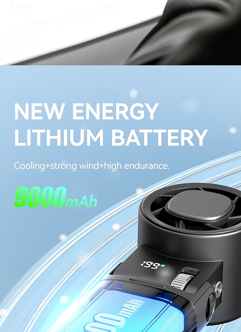 Ventilateur portable avec plaque de refroidissement, 9000 mAh, affichage numérique, 100 vitesses réglables, mini ventilateur pliable avec cordon, ventilateur turbo haute vitesse pour femmes et hommes, de 2026 ? $36.99 –P13