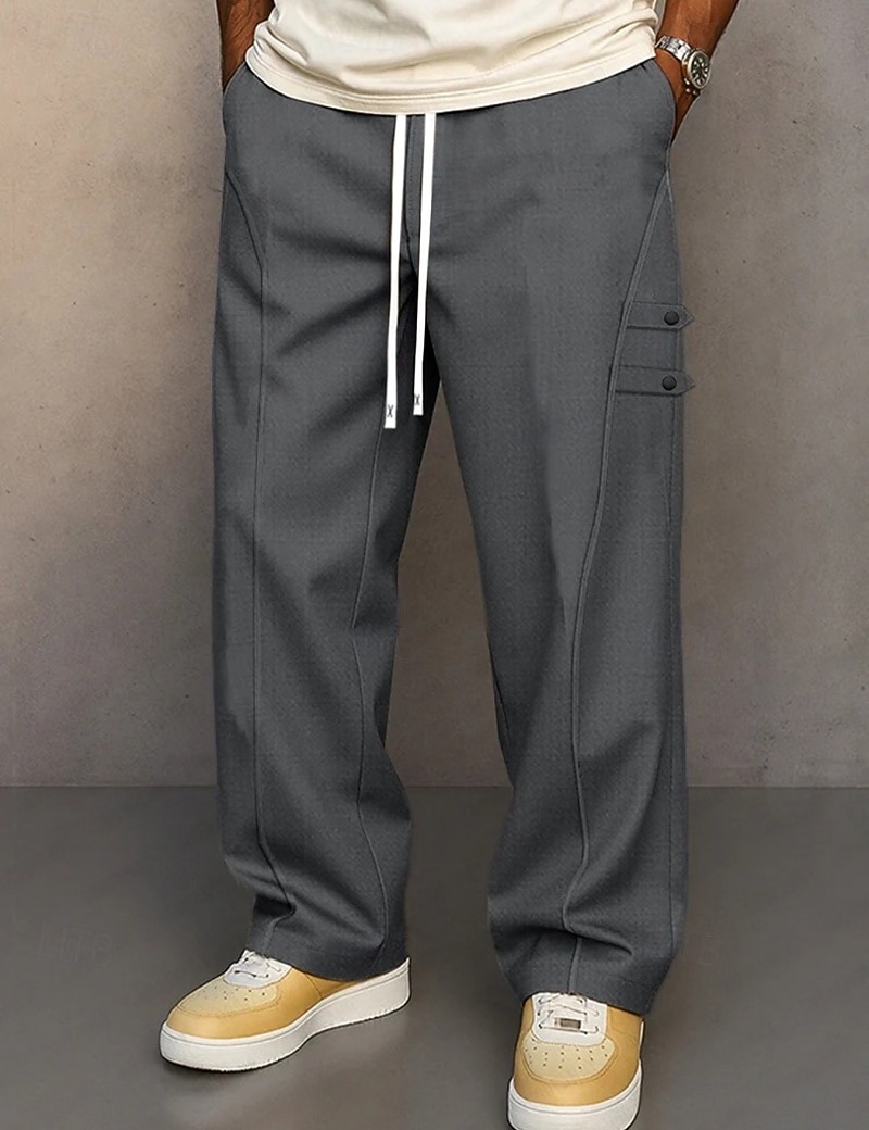 Bărbați Pantaloni Pantaloni casual Cordon Buzunar Simplu Confort Respirabil Lungime totală Casual Zilnic Casă Vacanță Modă Cămilă Gri Inelastic 2026 - $31.99 –P1