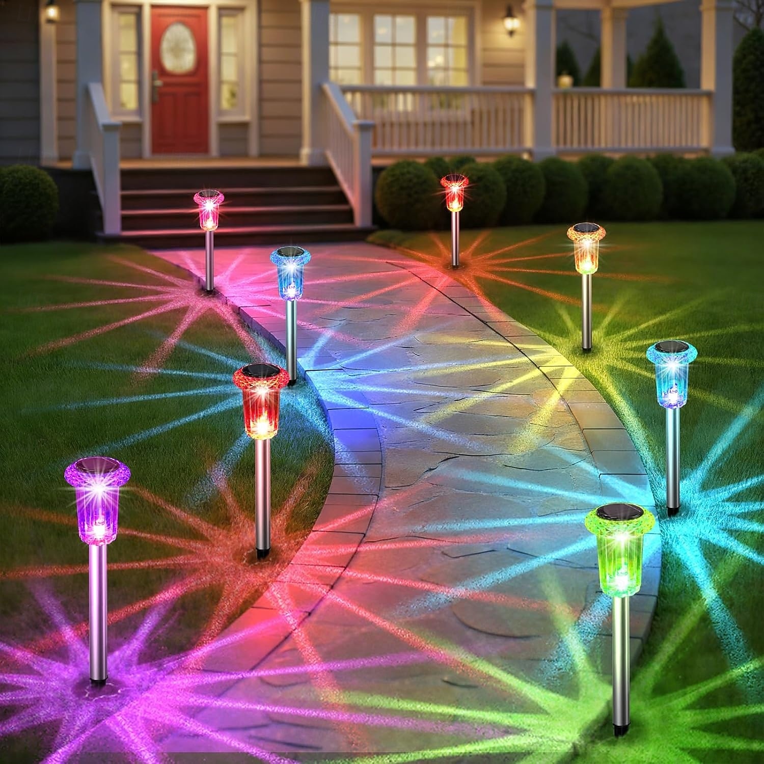 Solar Outdoor Lights, Solar Pathway Lights Outdoor Waterproof, Stainless Steel Stake Lighting for Garden Yard Path Walkway Driveway Patio Lawn Outside Decor,Color Changing 2026 - $35.99 –P1