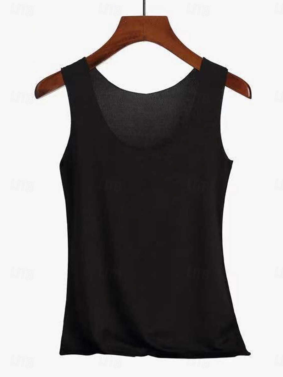 Women's Tank Top Sleeveless Shirt Tee Top Solid Color Fashion Stylish Classic Sleeveless Crew Neck Regular Tops Daily Going out Weekend Blue Apricot pink Black White Pink Summer Spring 2026 - $4.49 –P4
