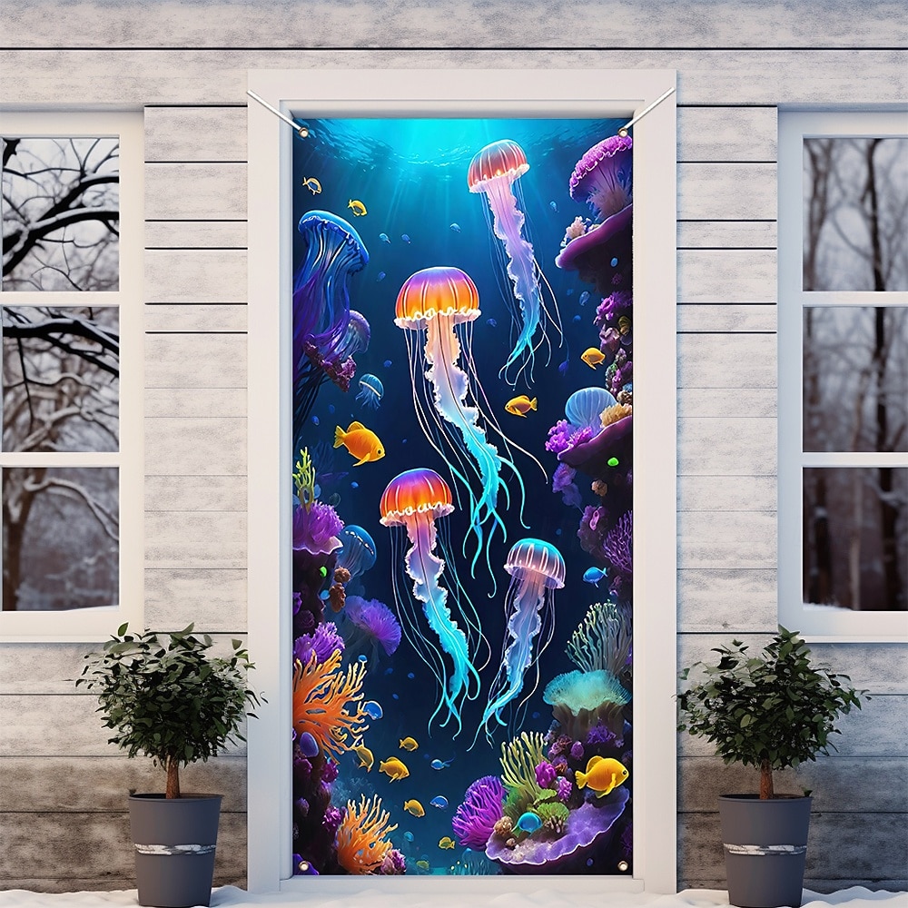 Posters Door Cover Outdoor Banners Jellyfish Tropical Modern 3D Party Dorm Teens Room College Dorm Guys Man Cave Frat Bedroom Shooting Backgrounds Home Decor 2026 - $17.99 –P2