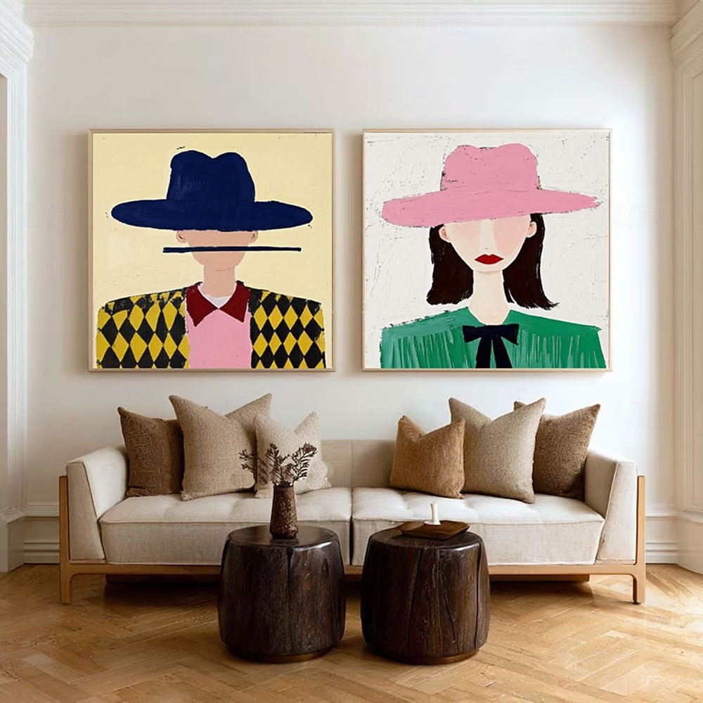 Original painting handmade Man and Woman Figurative Wall Art Neutral Minimalist Textured Canvas Abstract Couple Portrait Paintings for Stylish Interiors 2026 - $91.99 –P1