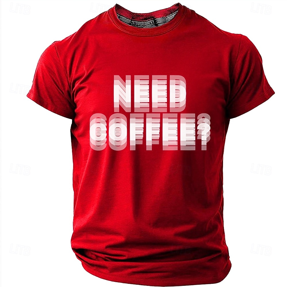 Men's NEED COFFEE? Funny Blurry Dizzy Effect Graphic T-Shirt Coffee Lover Gift Motion Blur Text Print Casual Short Sleeve Tee Office Humor Designer Clothing Apparel S M L XL XXL XXXL 2026 - $21.99 –P10
