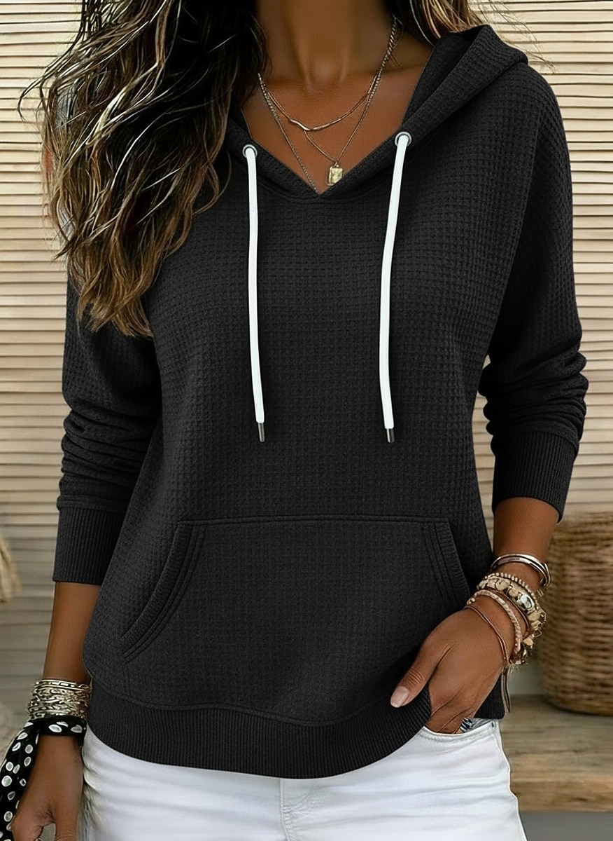 Dam Texturerade jackor Pullover Huvtröjor Slät Mode Klassisk Modern Långärmad Huva Vanliga toppar Gata Vardag Svart Vit Rosenröd Grå Vår Höst 2026 - $32.99 –P1