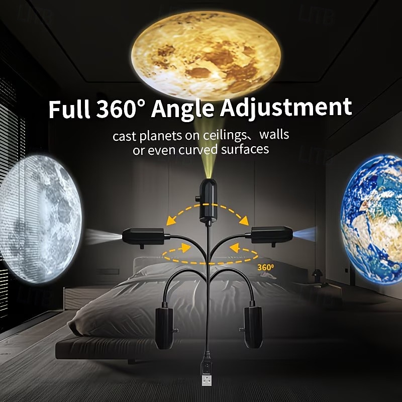 2026年 360度回転する惑星プロジェクターランプ寝室 &リビングルームの雰囲気照明、空間の壁の装飾、使いやすいLED雰囲気投影ライト  コレクション – $20.99 –P2