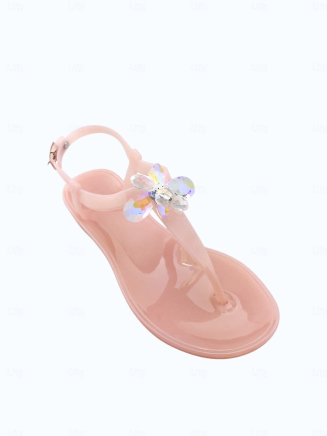 Women's Elegant White Jelly Sandals - Waterproof T-Strap Flip Flops with 3D Flower & Sparkling Rhinestone Decor for Beach Vacations, Summer Weddings & Resort Wear 2026 - $19.99 –P5