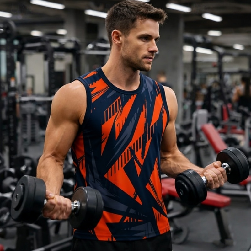 Herre Grafisk Geometrisk Treningstank topp Singlet til jogging Gymtopp Sommer Ermeløs Hurtigtørkende Myk Pustende Treningsøkt Løp Vandring Jogge Gul Rød Blå Sports Sportsklær 2026 - $17.99 –P5