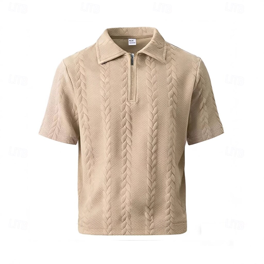 Homme Polo Polo à fermeture éclair Occasionnel Quotidien Zip quart Manche Courte Mode Uni Fermeture éclair Été Printemps Coupe régulière Noir Blanche Kaki Gris foncé Polo de 2026 ? $24.99 –P1
