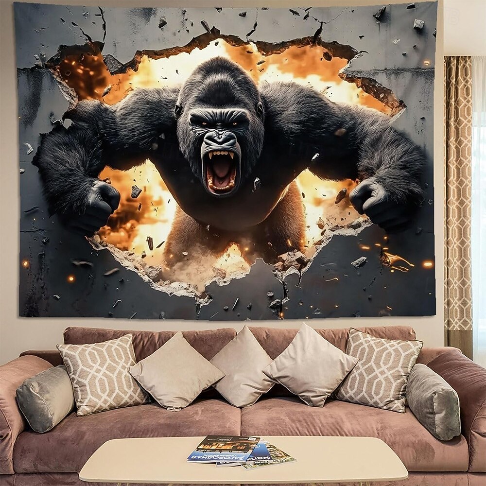 3D Realistic Grizzly Bear Wall Tapestry Fierce Wild Animal Breaking Through Wall Art Hanging Man Cave Decor Boys Room Game Room Backdrop Gift for Men 2026 - $20.99 –P6