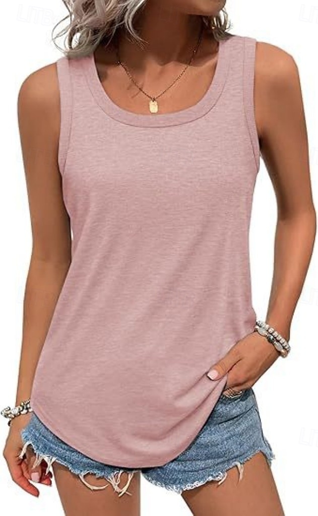 Pentru femei Bluză Tricouri Culoare solidă Stilat Casual Fără manșon Stil Nautic Topuri lungi Zilnic Sport Ieșire Negru Alb Roz Îmbujorat Vară Primăvară 2026 - $21.99 –P5