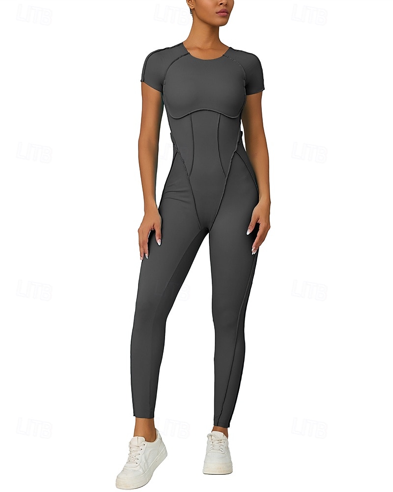 Mujer Mono de Fitness Pijama Mono Color sólido Body Verano Primavera Otoño Arroz blanco Rosa Entrenamiento de gimnasio Aptitud física Yoga Eslático Transpirable Manga Corta Deporte Ropa de Deporte 2026 - $44.99 –P17