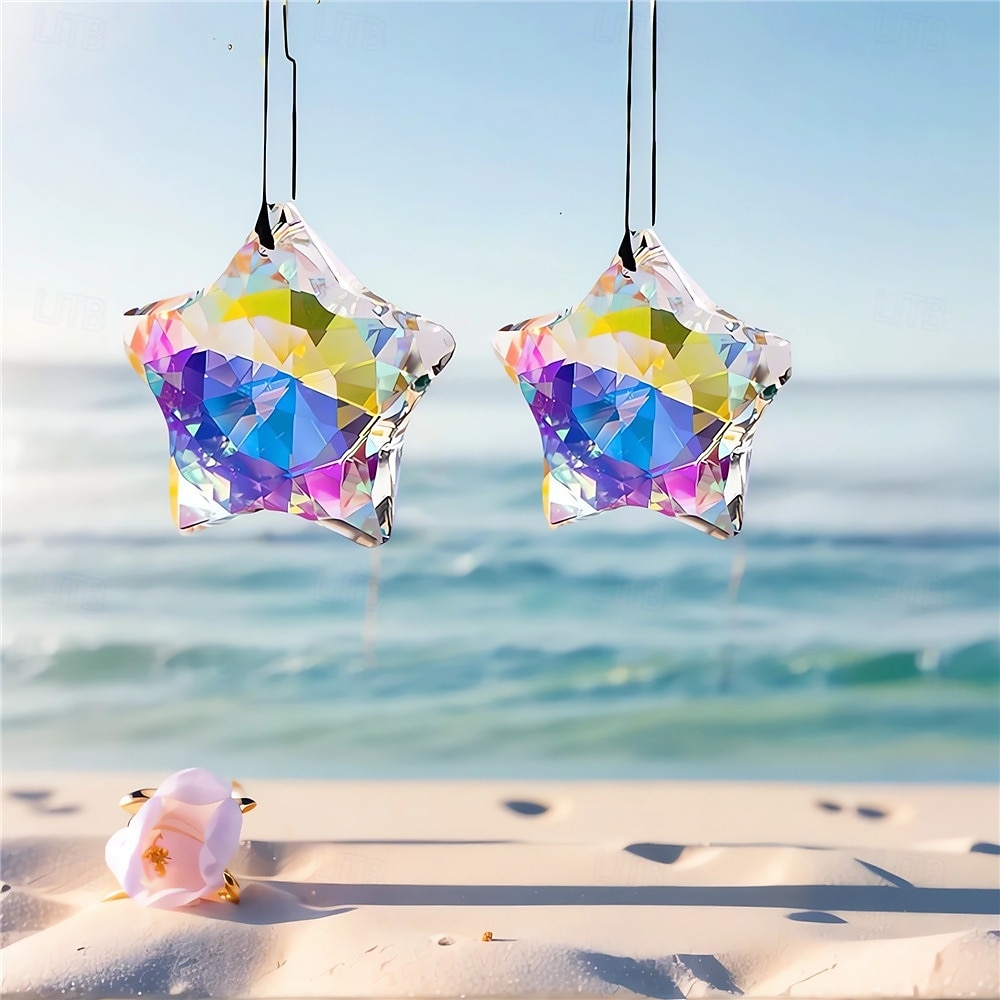1/6Pcs Rainbow Pentagram Star Crystal Suncatcher  Prism Pendant Crafts for Home Office Garden Decoration Rainbow Maker Window Pendant 2026 - $9.99 –P8