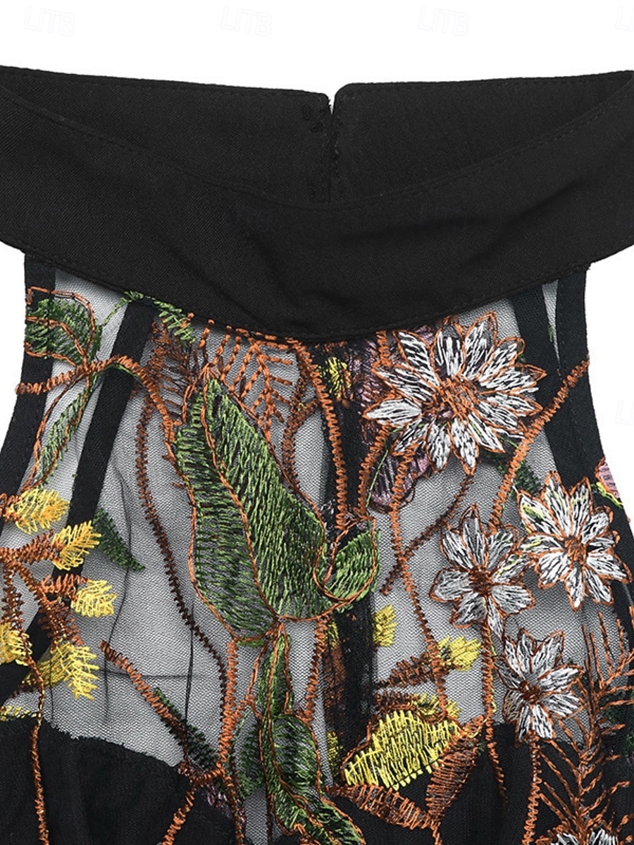 Per donna Normale Tuta Elegante Floreale Senza Maniche Gamba larga All'americana Pizzo Patchwork Feste Streetwear Vestibilità regolare Nero Estate del 2026 a $55.99 –P7