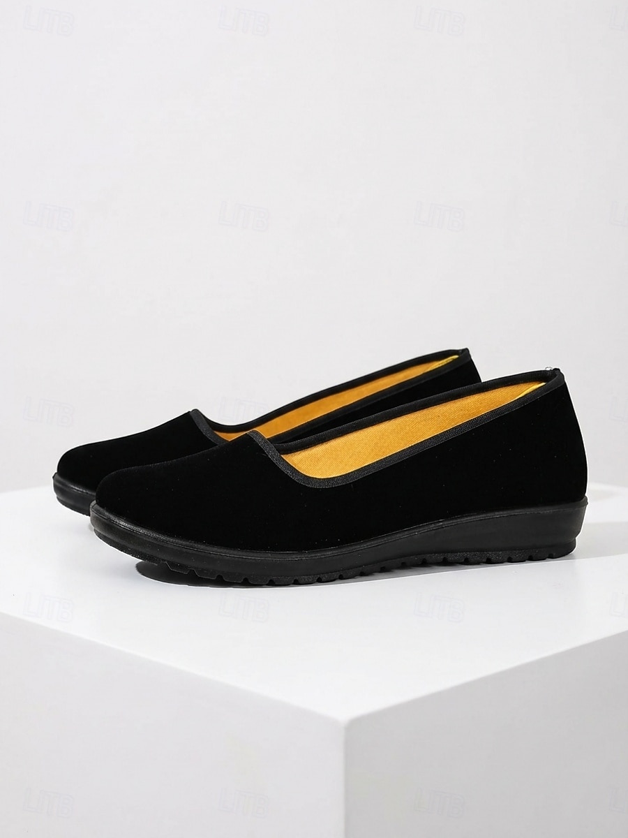 Komfortable svarte slip-on flats for kvinner – myke flats med fleksibel såle for hverdagsbruk, turgåing og uformelle utflukter 2026 - $18.99 –P1