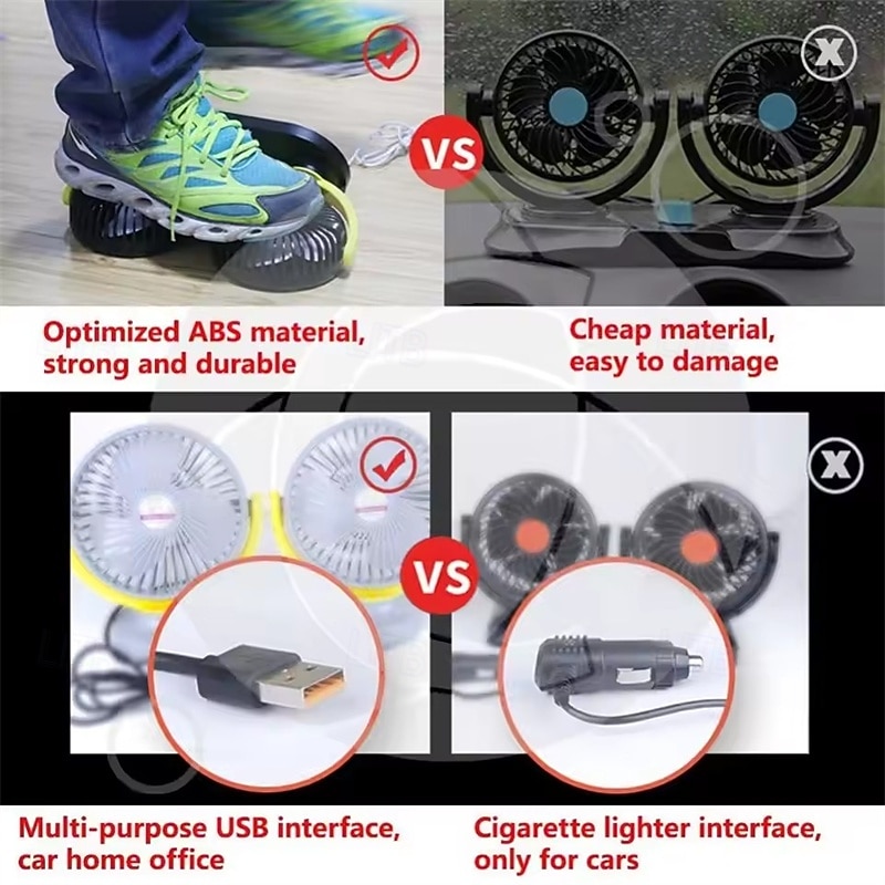 Car USB Fan Cooling Car Fan Dual Head Car Fan 3 Speeds Adjustable For Auto Cooler Air Fan Car Accessories Fan 2026 - $24.99 –P8