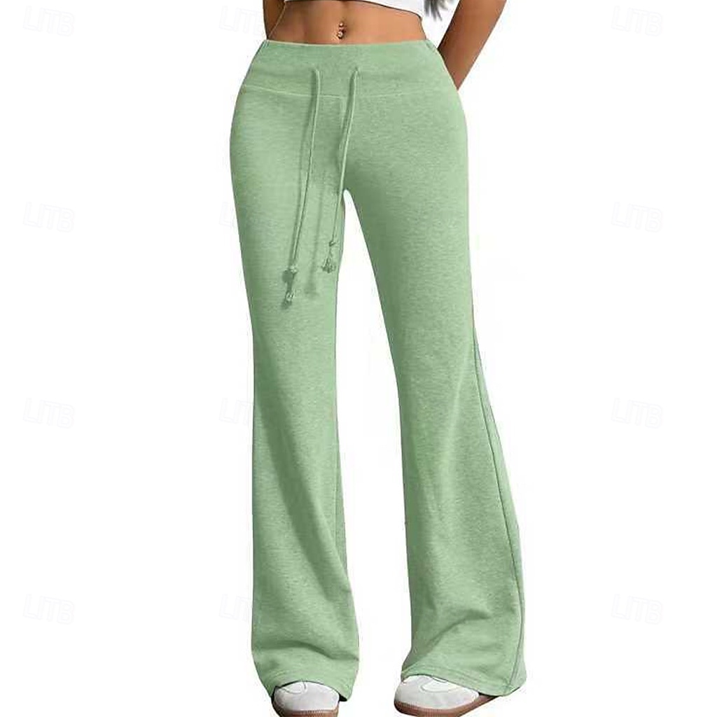 Mujer Pantalones de Deporte Pantalones Pantalones de verano Pantalones casuales Vacaciones Moda Casual / Diario Longitud total Alta cintura Plano Correa Cintura elástica Pierna recta Comodidad Suave 2026 - $22.99 –P18