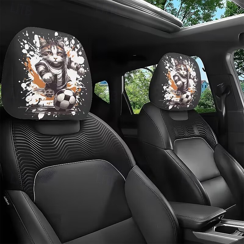 2 db rajzfilmfigura, focimeccs mintás fejtámla huzat autóba, belső dekoráció, rugalmas kialakítás, univerzális illeszkedés, alkalmas napi ingázásra és családi kirándulásokra, tökéletes szórakoztató 2026 - $8.99 –P5