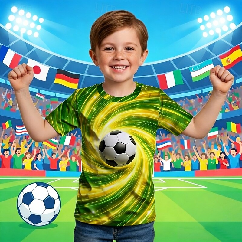 Boys' 3D Graphic Football Soccer T Shirts T shirt Tee Short Sleeve 3D Print Summer Spring Sports Fashion Streetwear Kids 4-12 Years Crew Neck Casual Daily Outdoor Regular Fit 2026 - $14.49 –P1