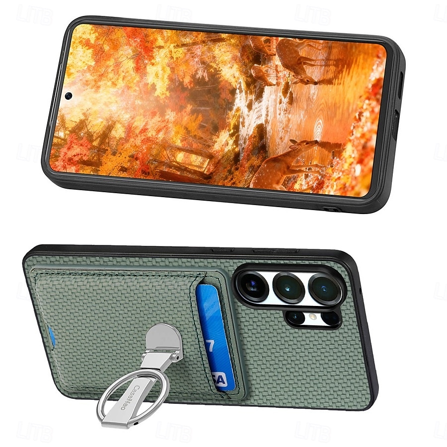 téléphone Coque Pour Samsung Galaxy S26 S26 Plus S26 Ultra Coque Arrière avec Support Support Anneau Emplacement Carte Rétro TPU Fibre faux cuir de 2026 ? $16.99 –P7