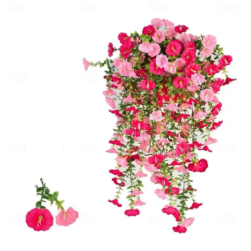 Lot de 2 ou 4 guirlandes de liserons artificiels réalistes (maille 69) à suspendre – fleurs artificielles roses et rouge rosé, résistantes aux UV, idéales pour la décoration intérieure et extérieure, de 2026 ? $15.99 –P2