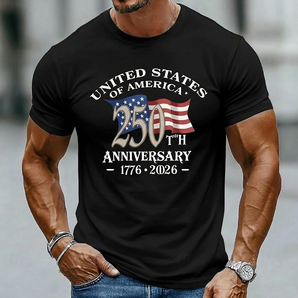 4 iulie 2026 250 de ani Ziua Memorială T-Shirt bărbătesc patriotic patriotic 3D imprimat cu steagul SUA cu guler rotund și mâneci scurte zilnic stradă 2026 - $22.99 –P3