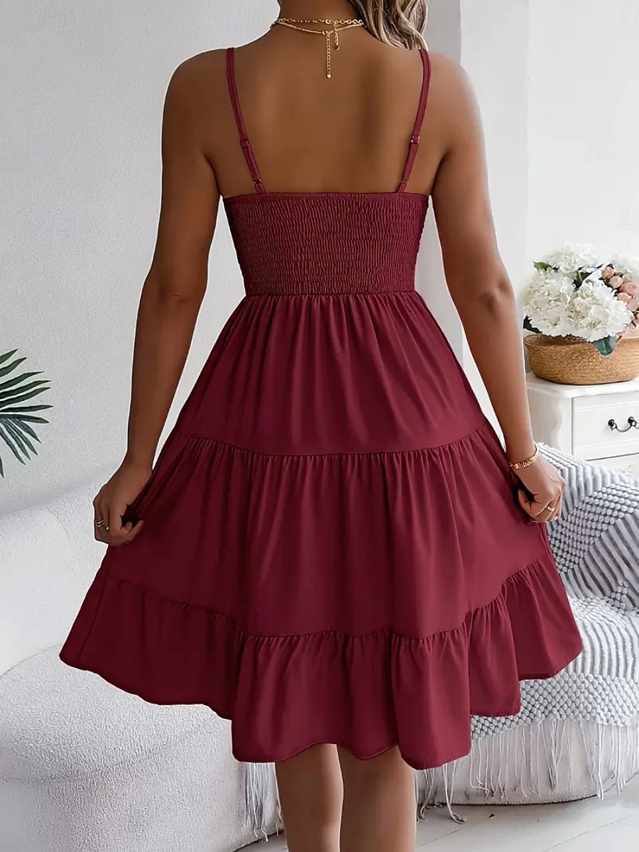 Women's Knee Length Dress Sundress Casual Dress Slip Dress Elegant Fashion Modern Outdoor Vacation Going out Regular Fit Plain Sleeveless Straps Black Yellow Pink Purple Summer Spring 2026 - $26.99 –P5