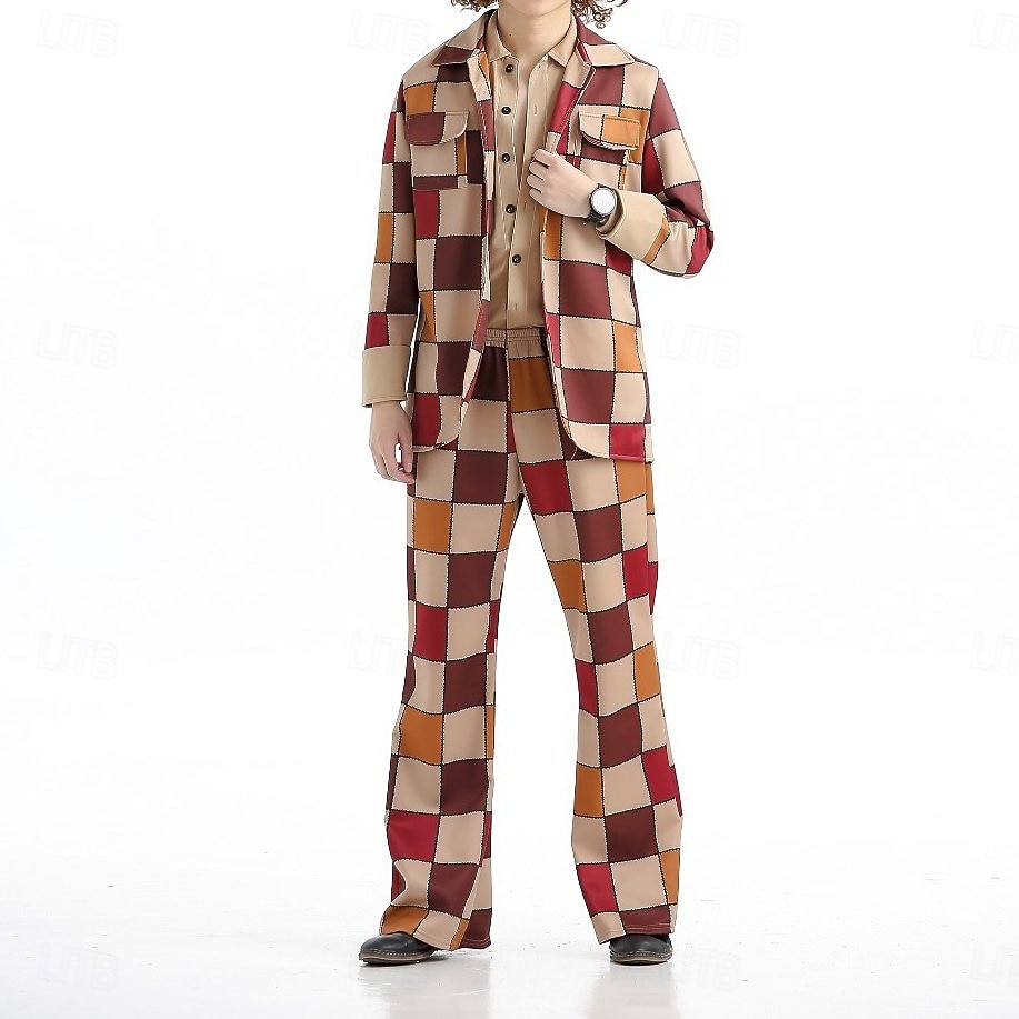 Σετ Ρετρό / Βίντατζ Δεκαετία '70 Παντελόνια Πουκάμισο Μακριά Μανίκια Χίπισσα Ντίσκο Καρώ / Gingham Φανταχτερή Φόρεμα Ανδρικά Απόκριες μουσικό φεστιβάλ Ρετρό Θεματικό Πάρτι Ενηλίκων 2026 - $86.99 –P1