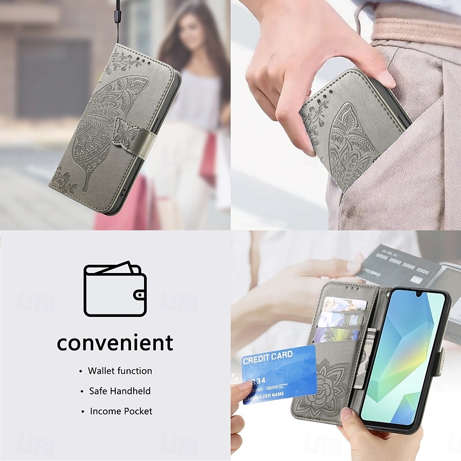 Phone Case For Samsung Galaxy S26 S26 Plus S26 Ultra Wallet Case Flip Cover with Wrist Strap Kickstand Butterfly Retro TPU PU Leather 2026 - $14.99 –P17