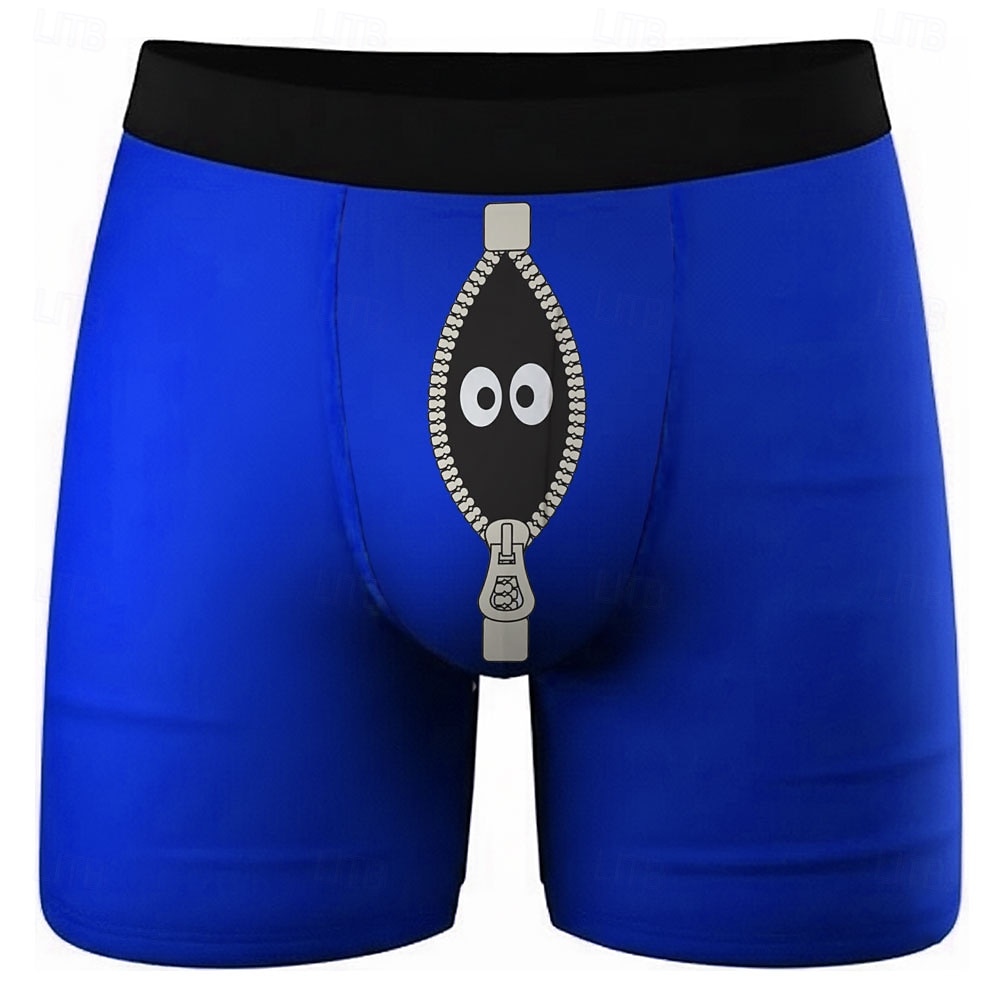 Муж. Мультипликация Большие глаза Имитация молнии Эластичные боксерские трусы Плавки Боксерские шорты для плавания Веселая Повседневные Дом Пляжный отдых 2026 - $16.99 –P1