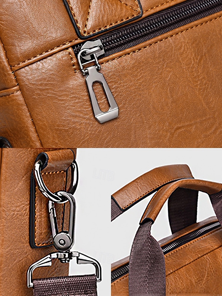 ανδρική τσάντα ώμου από τεχνητό δέρμα σε πολλά χρώματα, μεγάλης χωρητικότητας, με πολλές τσέπες και χιαστί τσαντάκι για καθημερινή χρήση, εργασία, μετακινήσεις και ταξίδια 2026 - $29.99 –P11