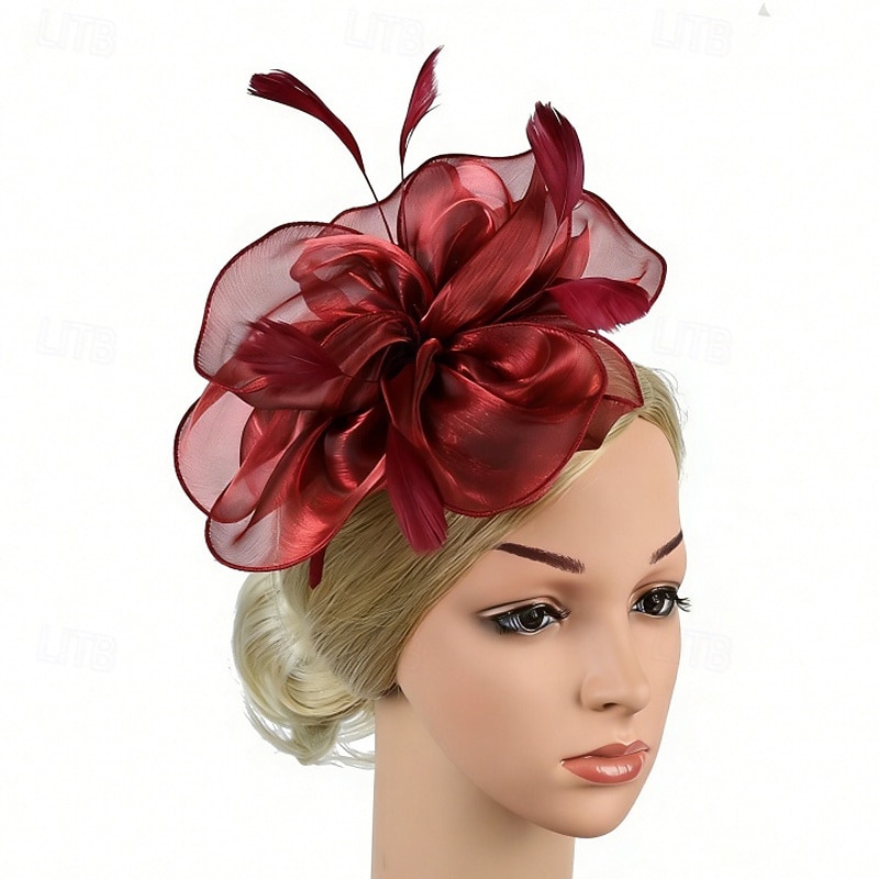Fascinator Organza Matrimonio Compleanno Elegante Vintage Carino Con Piuma Tulle Copricapo Copricapo del 2026 a $11.49 –P8