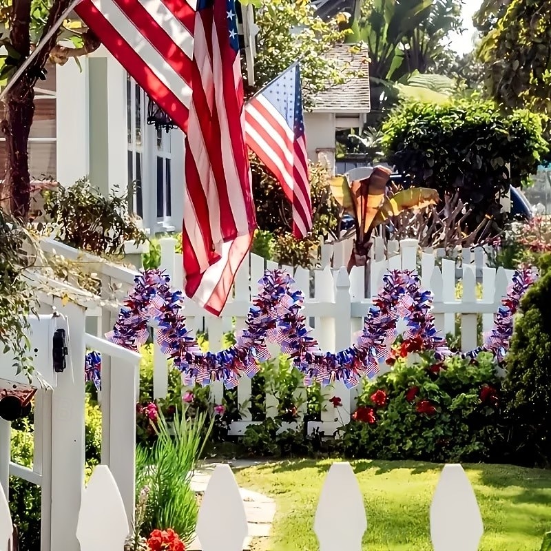 4/6 st patriotisk glittergirlang amerikansk flagga folie fransbanderoll 2m/6,6ft röd vit blå girlang för 4 juli självständighetsdagen minnesdagen arbetsdagen festdekorationer väggbonad heminredning 2026 - $15.99 –P5