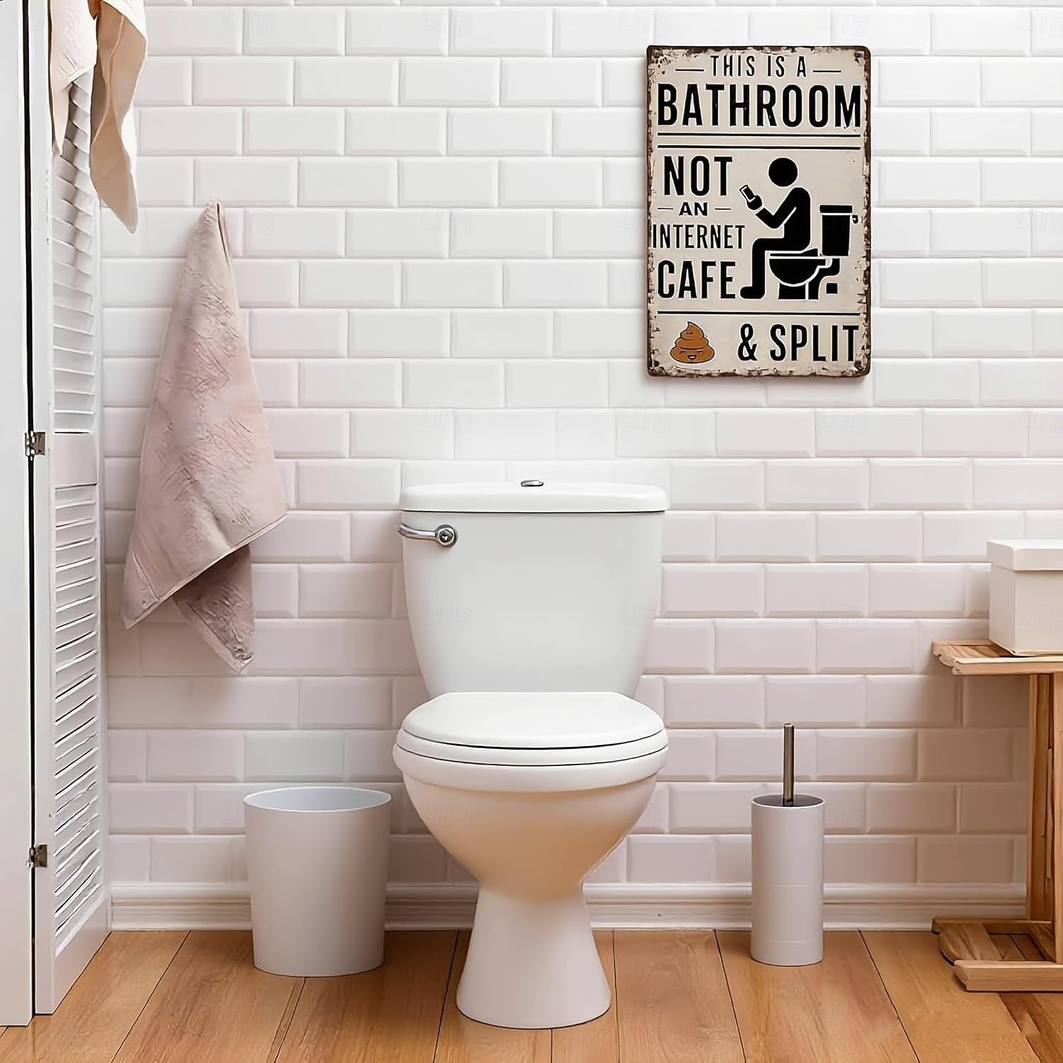 Este es un letrero de baño, no de cibercafé, divertido letrero de hojalata de metal para baño, decoración de pared humorística vintage, arte de pared de baño de aluminio rústico para casa de campo, 2026 - $9.99 –P4