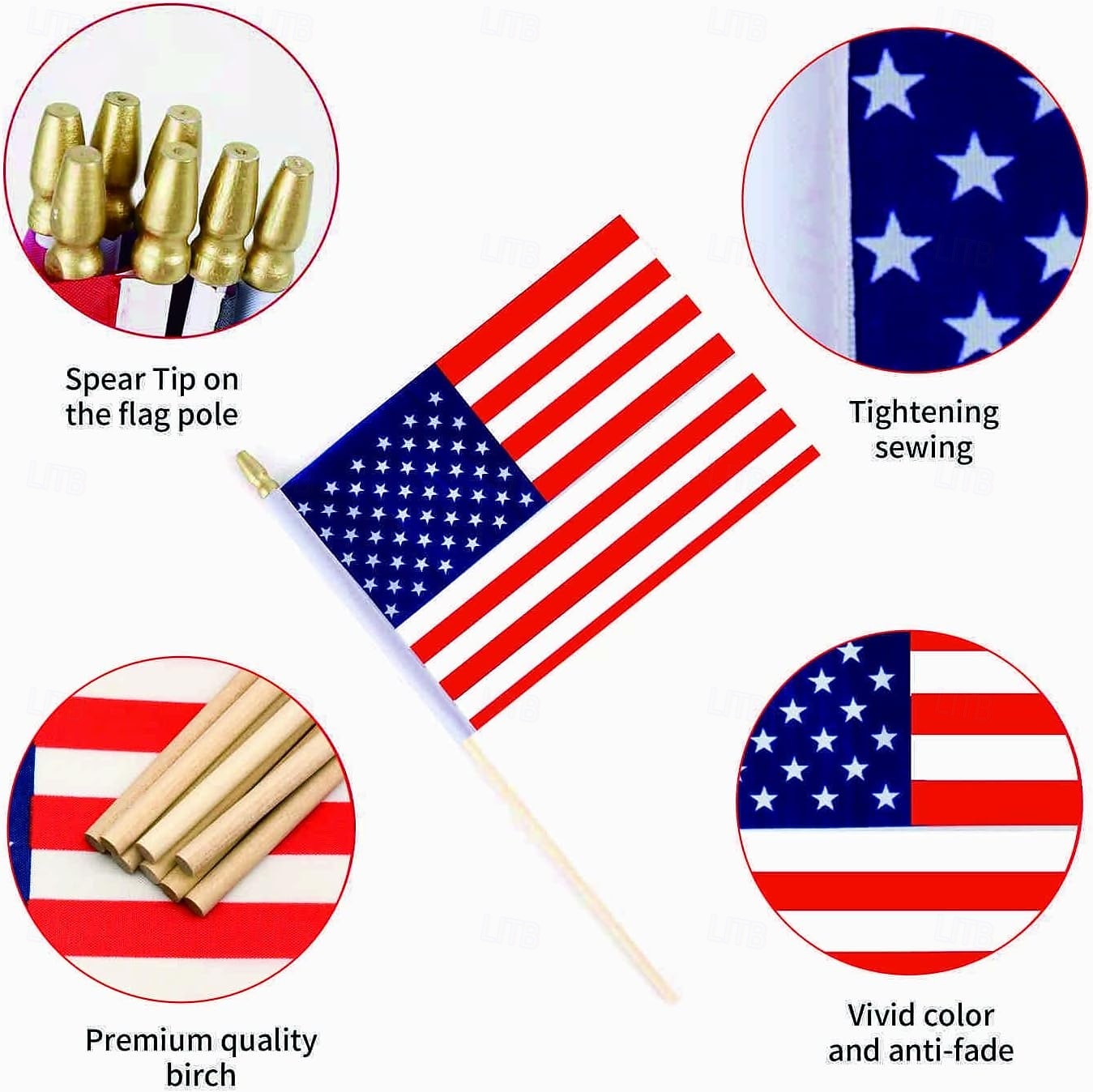 25Pack Small American Flag Mini Usa Flag On Stick Handheld Us Flag For ...