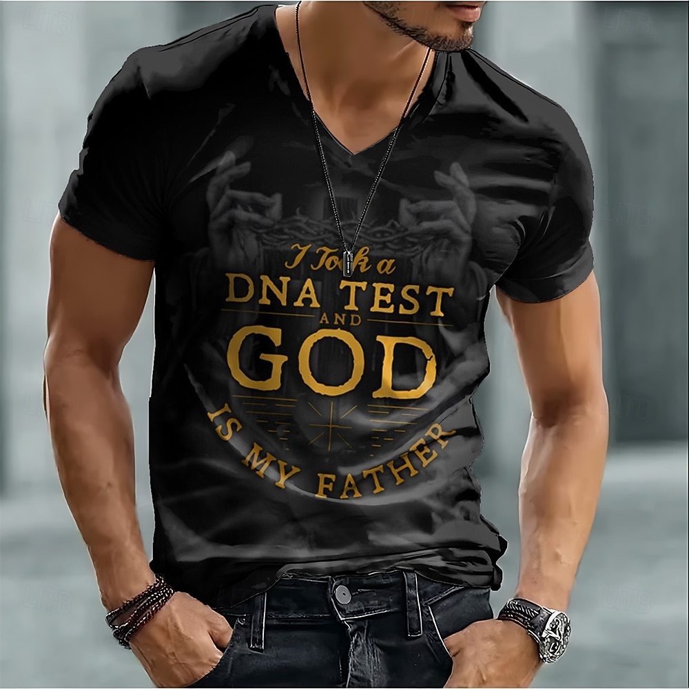 Koszulka męska Biblia Wziąłem Test DNA I Bóg Jest Moim Ojcem Chrześcijańska Religijna Śmieszna Jezusa Wiara V-Koszulka Graficzna Slim Fit Kościół Niedzielna Cześć Prezent Odzież Projektanta 2026 - $22.99 –P1